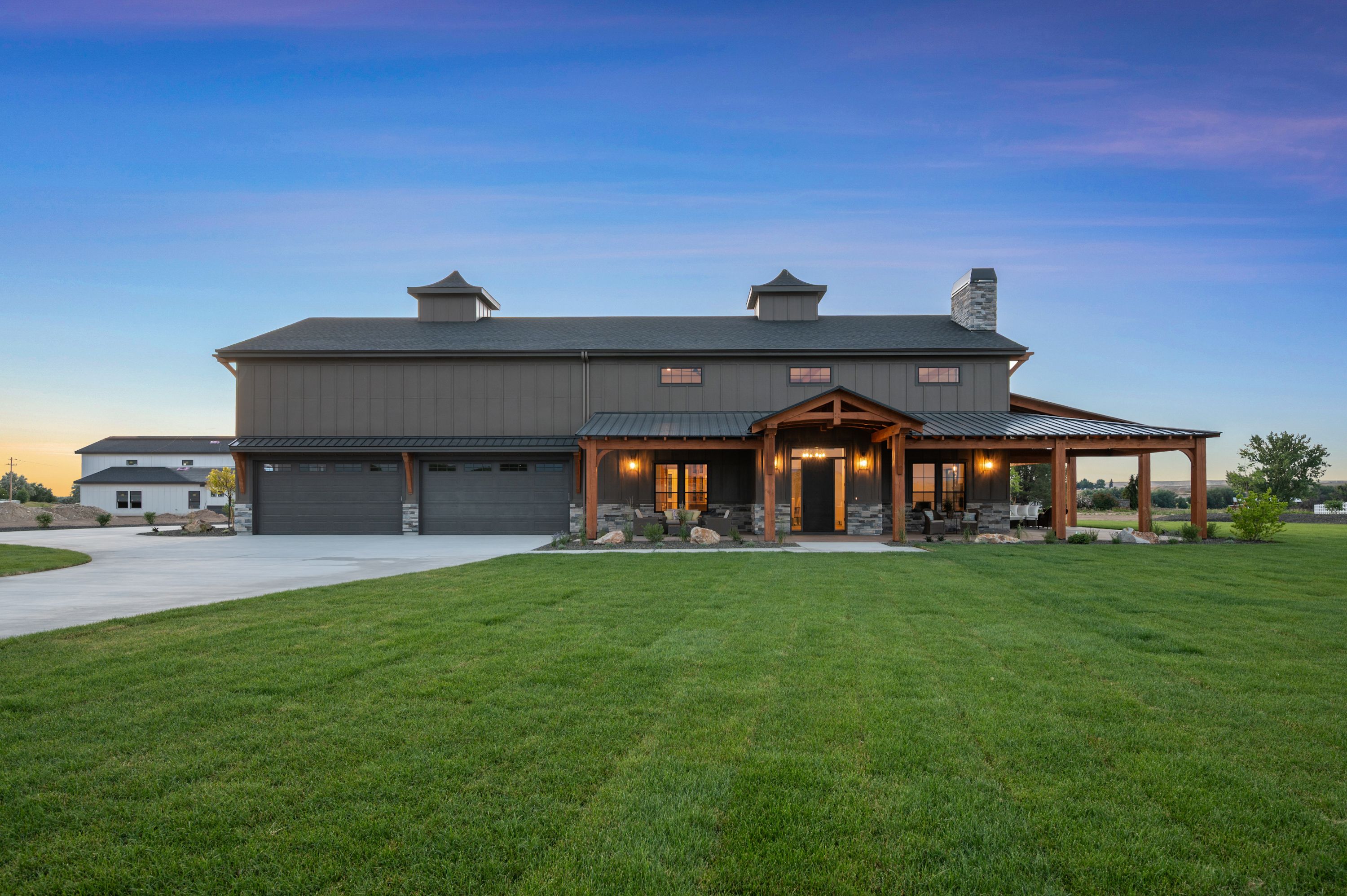 The Barn — twilight, full elevation