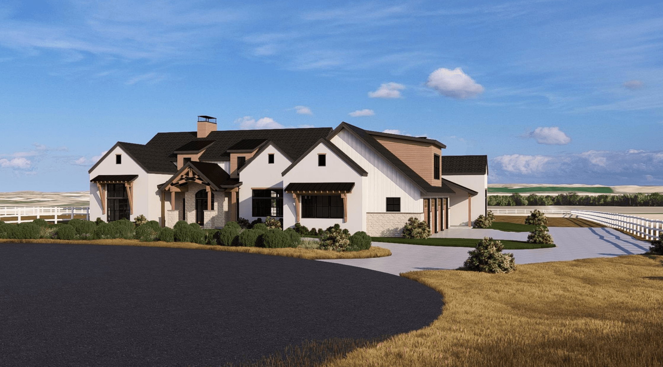 Summit View Estate — architectural render, entry and facade detail